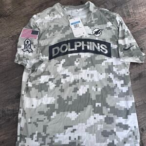 NWT Nike Miami Dolphins Salute to Service T-Shirt Mens M Camo Dri-FIT NFL Flag